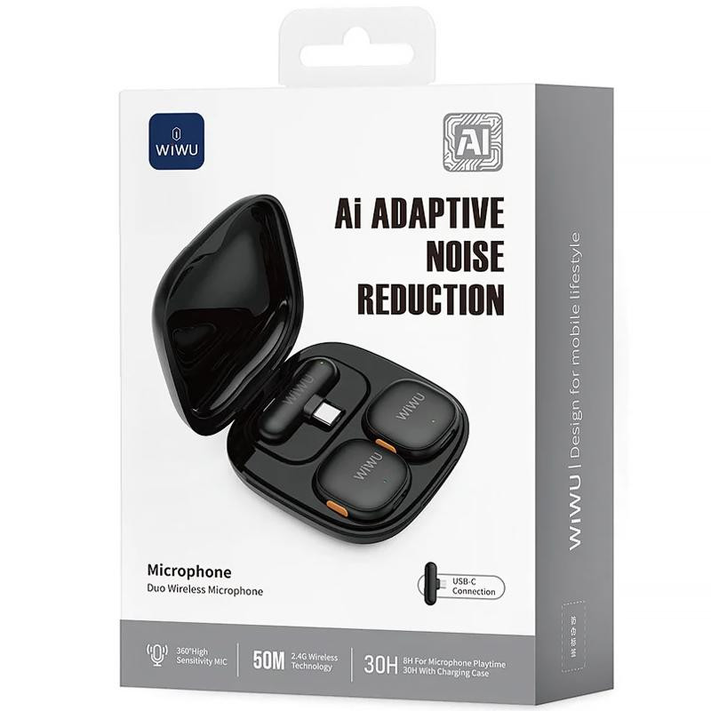 Петличный беспроводной микрофон WiWU Wi-WM006 AI Adaptive Noise Reduction Type-C Херсон - зображення 6