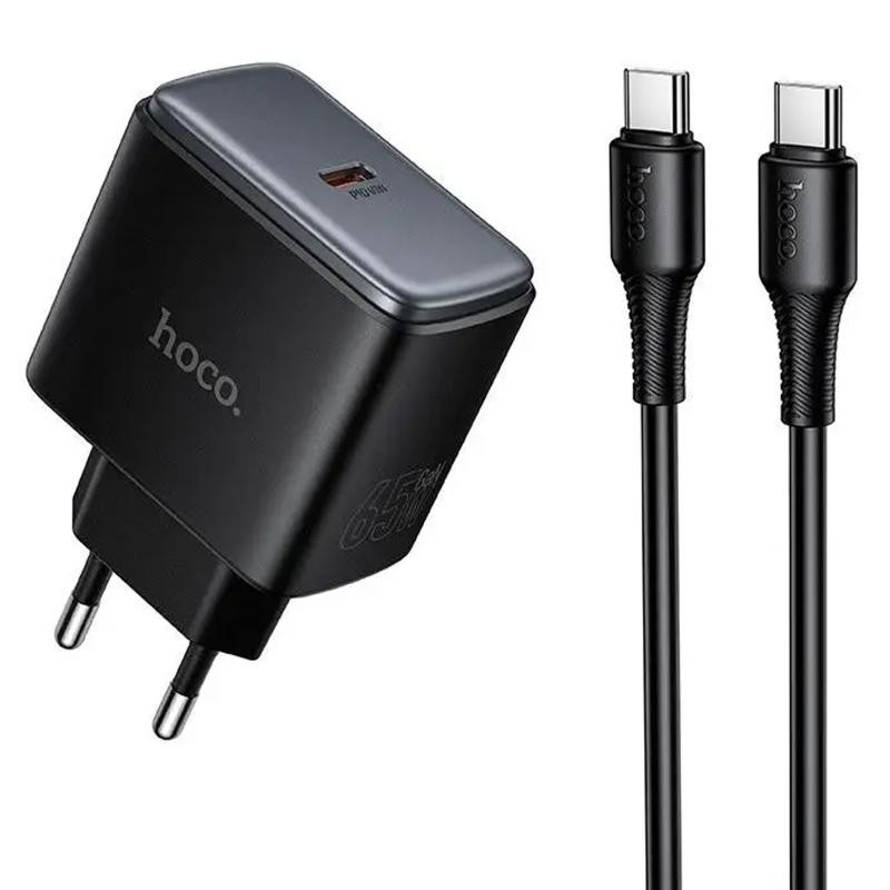 СЗУ Hoco C159A Upgrade PD65W (1USB-C) + кабель Type-C to Type-C Херсон - зображення 1