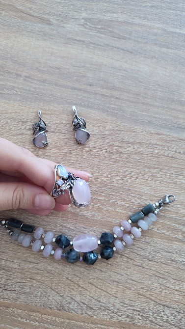 Срібний комплект з рожевим кварцем та опалом Киев - изображение 4