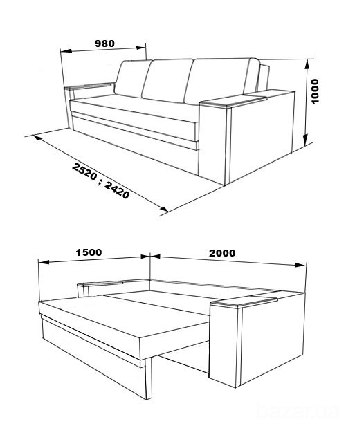Диван Браун, встроенный столик под ноутбук Киев - изображение 3