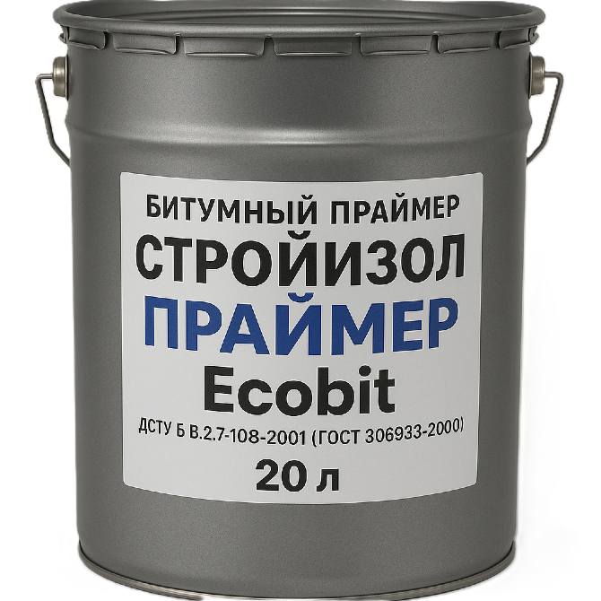 Бітумова ґрунтовка СтройIзол Праймер Ecobit ДСТУ Б В.2.7-108-2001 (ГОСТ 30693-2000) 20 л Днепр - изображение 1