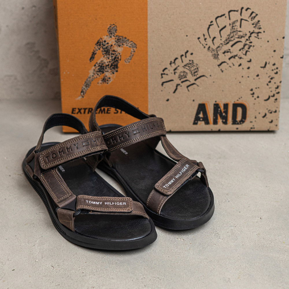 Мужские кожаные сандалии Tommy Hilfiger Brown Киев - изображение 6