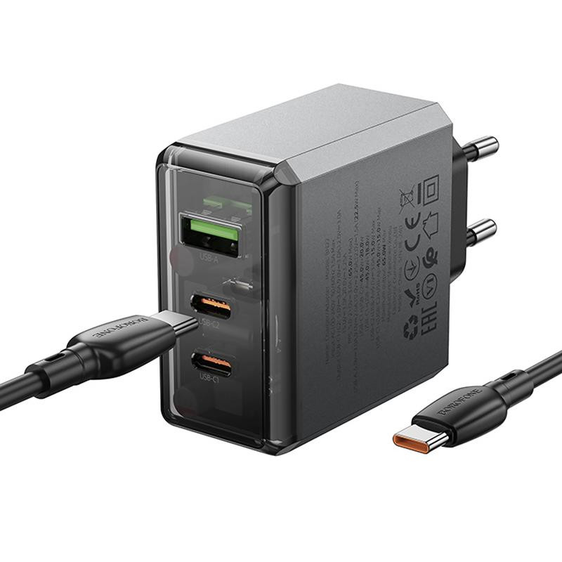 СЗУ Borofone BN22 Lena PD65W (1USB-A/2C) + кабель Type-C to Type-C Херсон - изображение 4