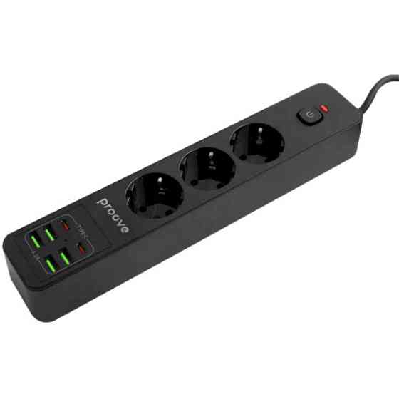 Фільтр живлення Proove Power Strip P-03 (3 розетки + 4 USB + 2 Type-C) 2m Black (PSP342420001) Харків