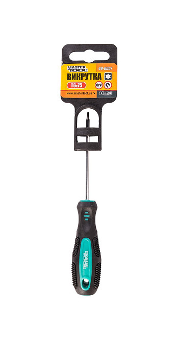 Отвёртка магнитная MASTERTOOL TORX T6х75 мм ручка с TPR покрытием 49-0067 Харків - зображення 2