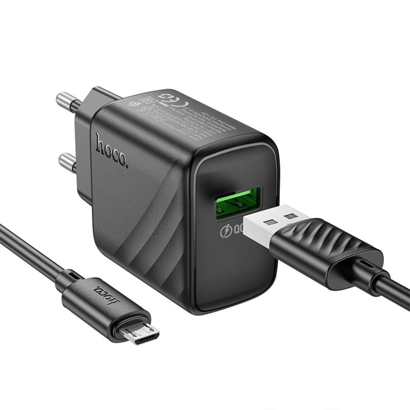 СЗУ Hoco CS21A Rich QC3.0 18W (1USB-A) + кабель USB to MicroUSB Херсон - изображение 2