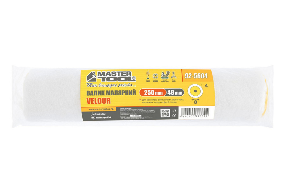 Валик малярный MASTERTOOL Velour 48/250/4 мм Ø 8 мм 92-5604 Харьков - изображение 3