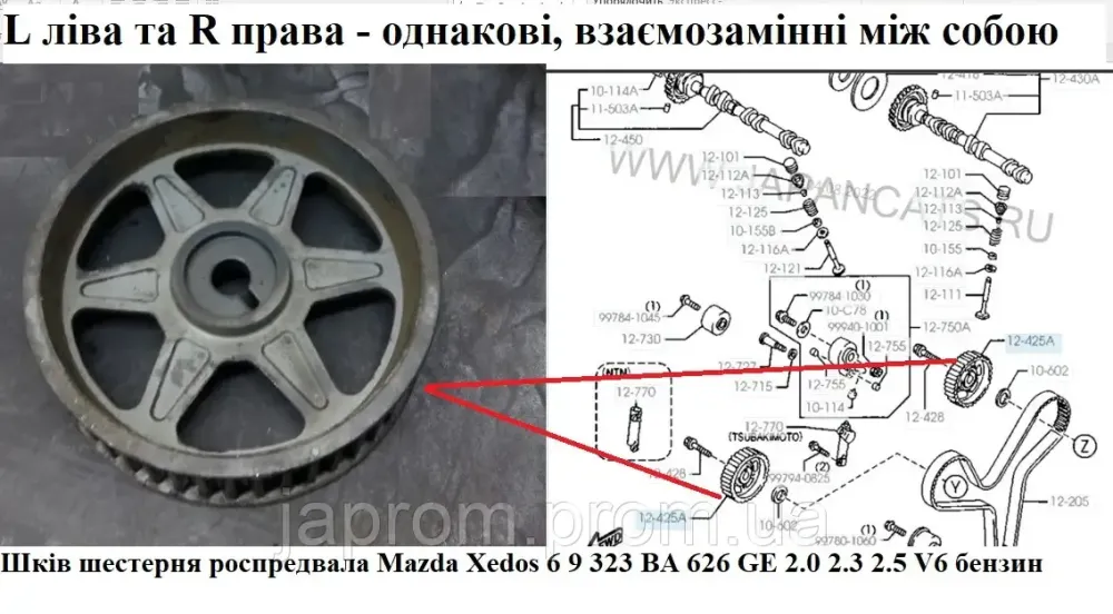 Шестерня розподвала Mazda 2.0, V6, бензин, двигун KF, KL, KL0112425E Винница - изображение 4