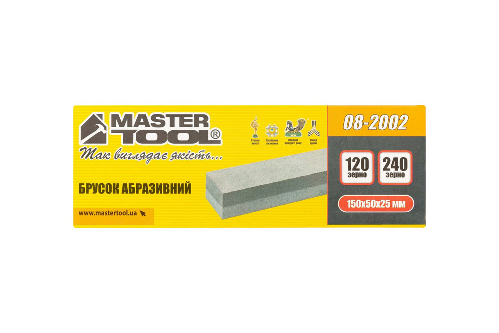 Брусок абразивный MASTERTOOL двусторонний 150×50×25 мм зерно 120/240 08-2002 Харьков - изображение 2