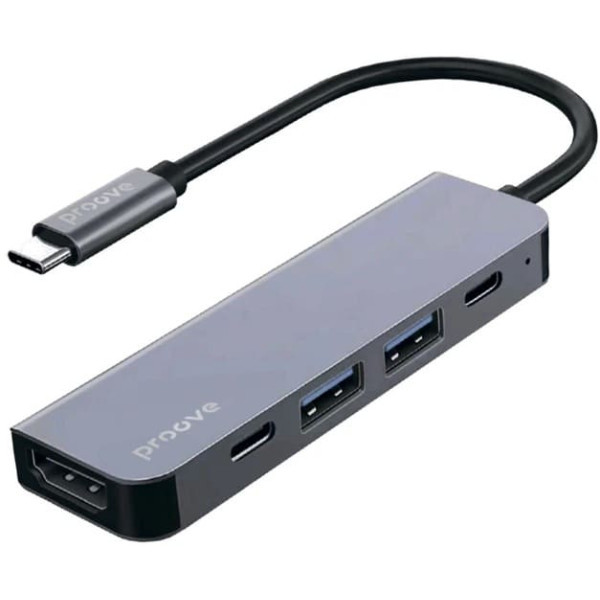 USB HUB Proove Arc Link 5 in 1 (2*Type-C3.0 + 2*USB3.0 + HDMI) Silver (HBAL00010604) Харків - зображення 1