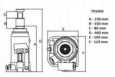 Домкрат столбчатый бутылочный гидравлический 10 т 230–460 мм TORIN T91004 Харьков