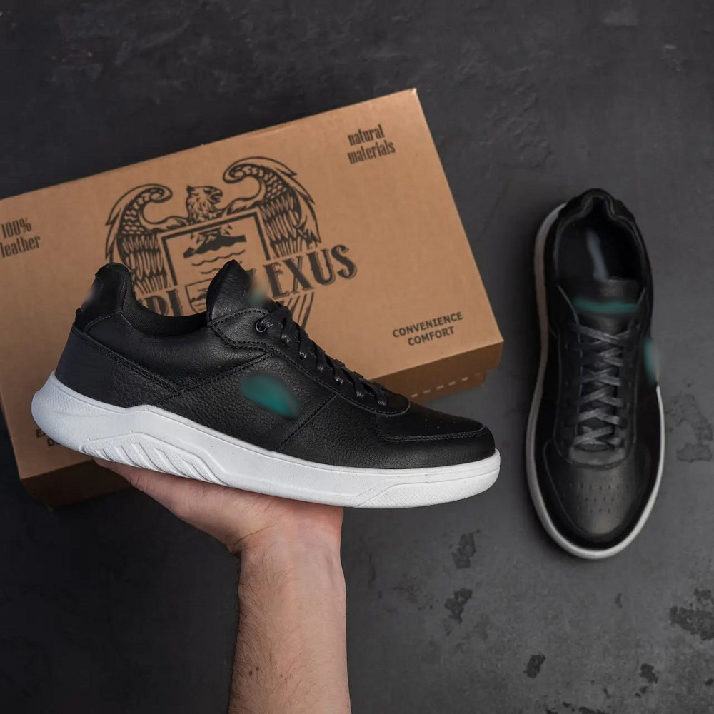 Мужские кожаные кроссовки Baseshot Black Київ - зображення 8