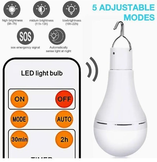 Акумуляторна LED-лампочка 7Вт з пультом дистанційного керування, час роботи до 5годин Київ - зображення 3