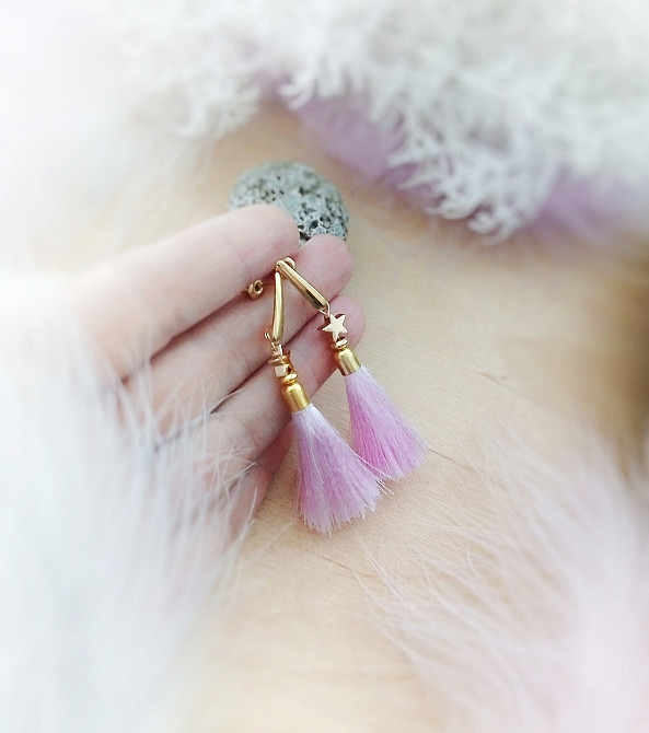 Літні мрії набір прикраси рожевий білий золотистий бузковий намисто чокер сережки Луцьк - зображення 4