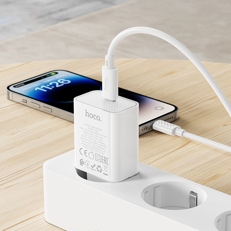 СЗУ Hoco C143A Benefit PD20W (1USB-C) + кабель Type-C to Lightning Херсон - зображення 8