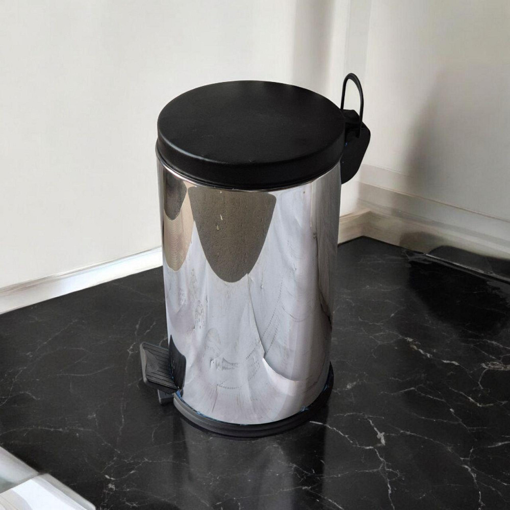 Урна из нержавеющей стали,16 л, глянец, пластиковая крышка 0106p Київ - зображення 1