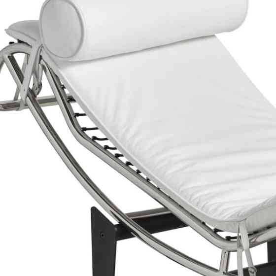 Шезлонг Лекор нержавіюча сталь, білий або чорний шкірозамінник Дніпро