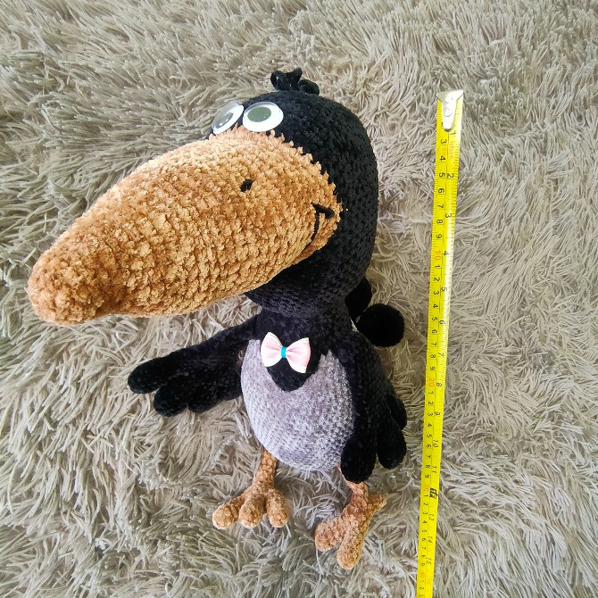 Пташка птиця велика Ворона чорна іграшка в'язана крючком м'яка ручна робота Нововолынск - изображение 3