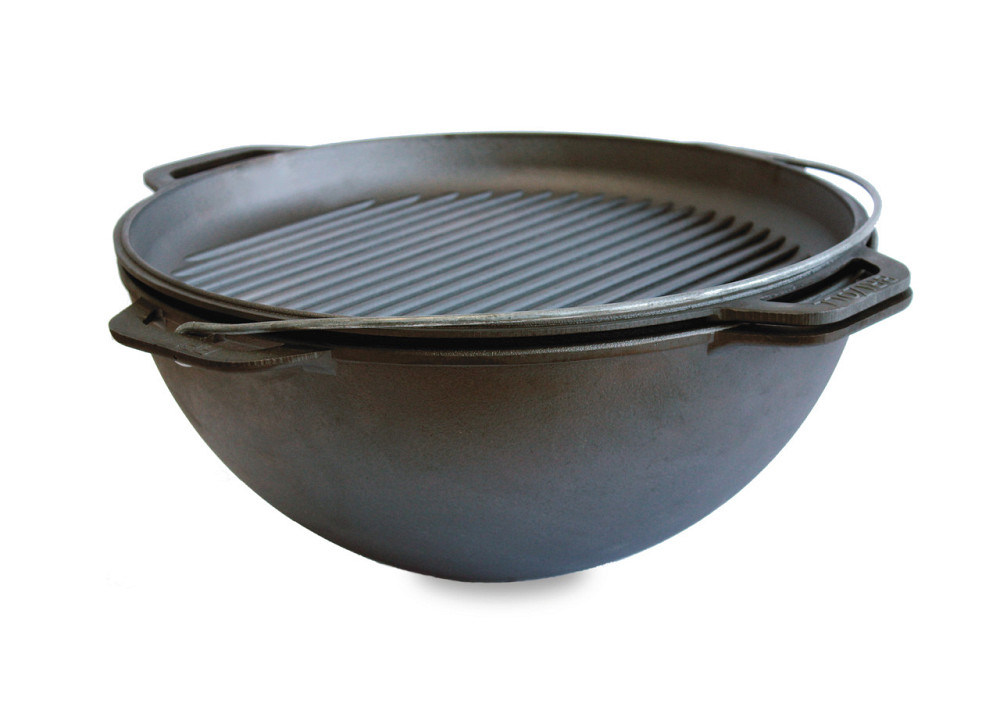 Казан азиатский с чугунной крышкой-сковородой гриль Харків - зображення 1