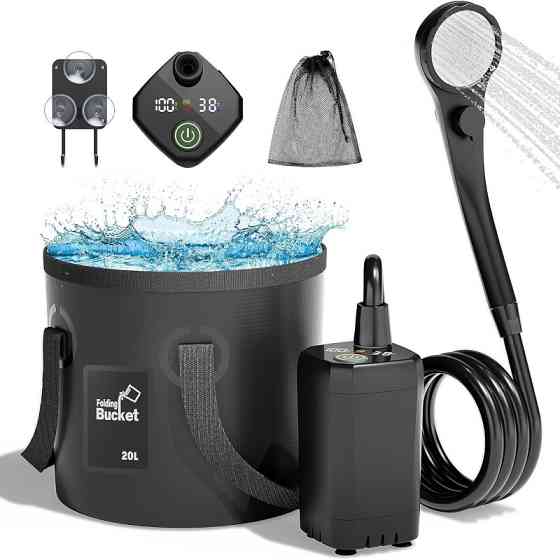 Портативный душ Spopal Pro Water Temp and Battery Level Indicator 6000mAh + bucket 20L (USB-C) Херсон