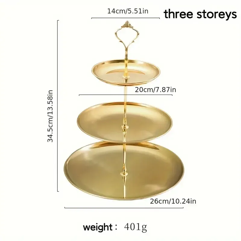 Подставка 3-ярусная Leeseph для праздничной сервировки золотая Одеса - зображення 2