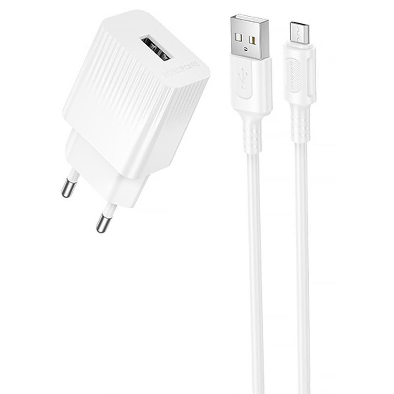 СЗУ Borofone BAS71A Source 10.5W (1USB-A) + кабель USB to MicroUSB Херсон - зображення 1