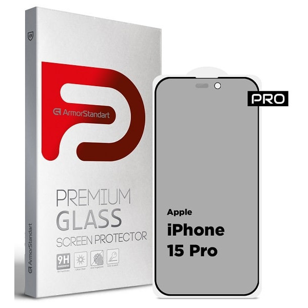 Захисне скло ArmorStandart Pro Anti-spy Matte для Apple iPhone 15 Pro Black (ARM73170) (Код товару:4 Харків - зображення 1