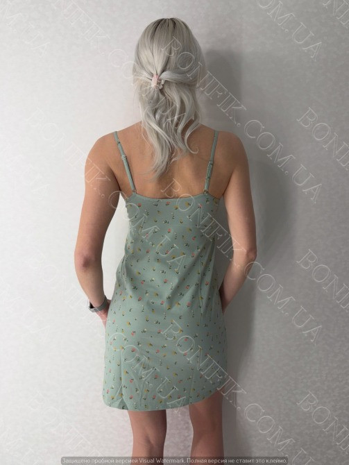Женская ночная сорочка на тонких бретелях "Green Meadow" (арт. LDK 118/18/03) Кривий Ріг - зображення 4