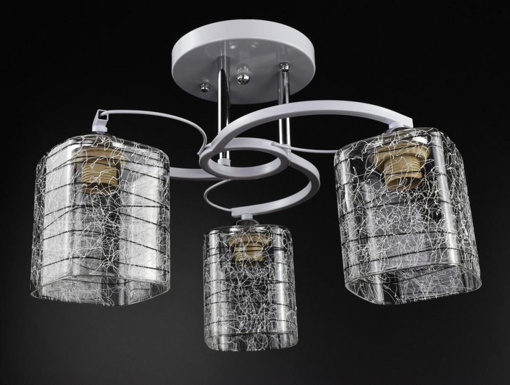 Люстра стельова на 3 лампочки 6634B/3-wh Білий 27х38х38 см. Київ - зображення 1