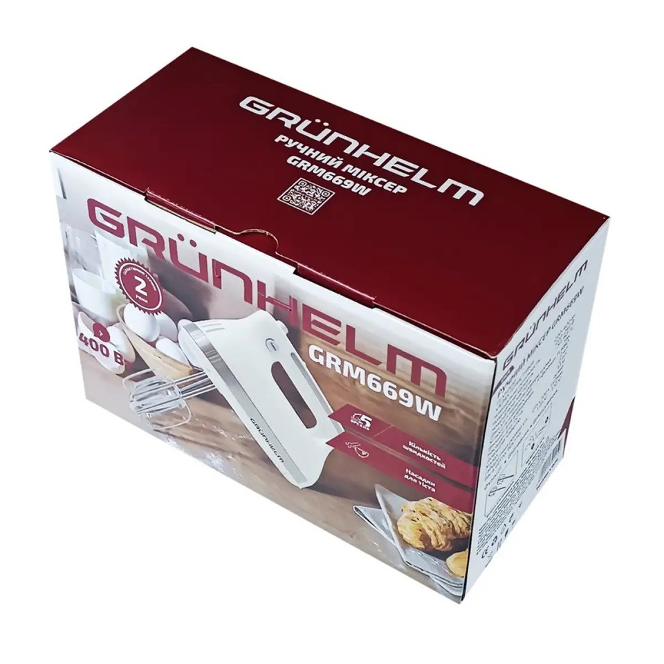 Миксер ручной Grunhelm GRM669W 400 Вт белый Киев - изображение 4