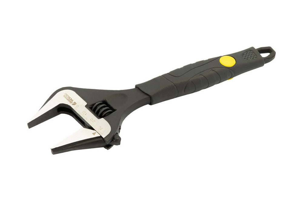 Ключ разводной MASTERTOOL 200 мм 0-38 мм тонкие губки CrV рукоятка с TPR накладкой 76-0322 Харьков - изображение 1