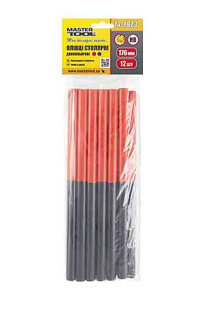 Карандаши столярные двухцветные MASTERTOOL 176 мм, HB, набор 12 шт 14-1813 Харків
