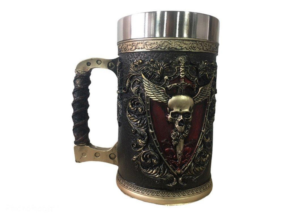 Кружка Чашка 3D Skull Mug Череп Пивная кружка с Гербом Крылатого Черепа Київ - зображення 11