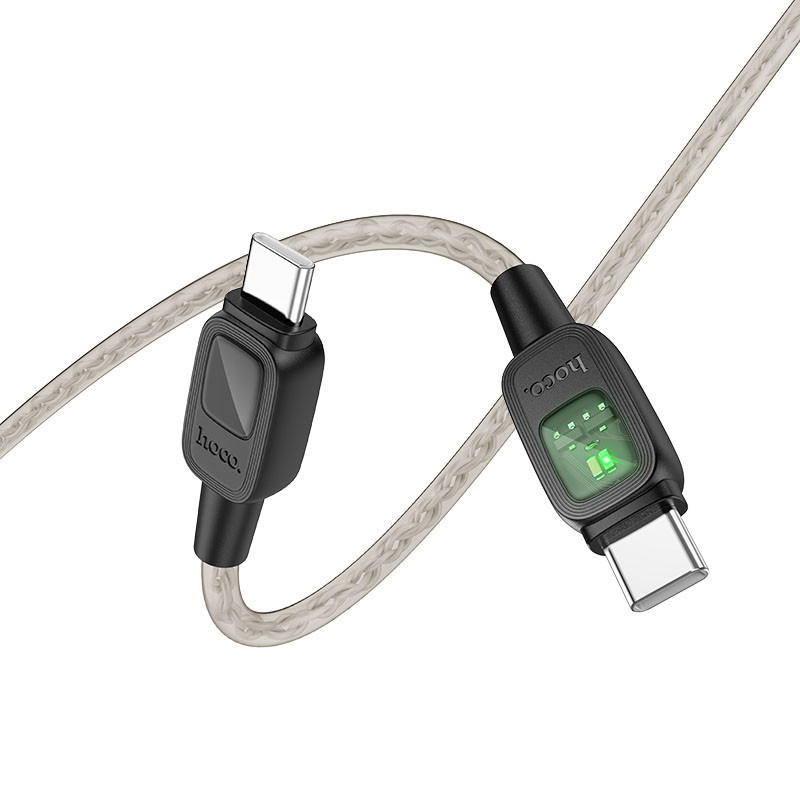 Дата кабель Hoco U124 Stone silicone power-off 60W Type-C to Type-C (1.2m) Херсон - зображення 3