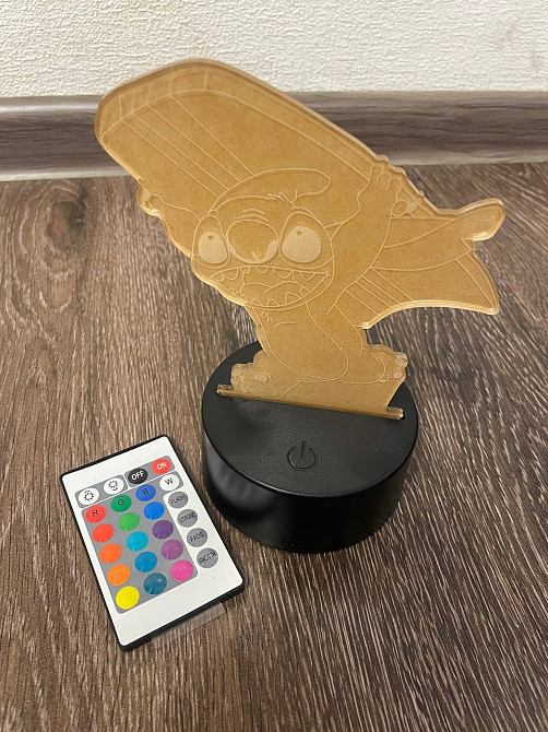 3Д нічник стіч багатокольоровий з пультом Дніпро - зображення 4