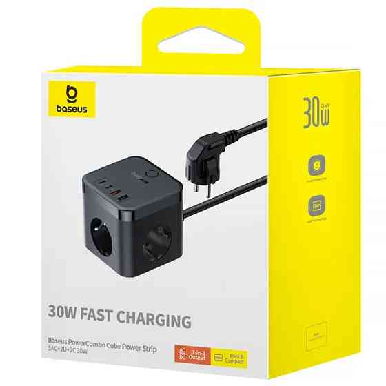 Удлинитель Baseus PowerCombo PD30W+QC3.0 (2USB-A/2C/2Socket) (1.5m) (BPS30) Херсон