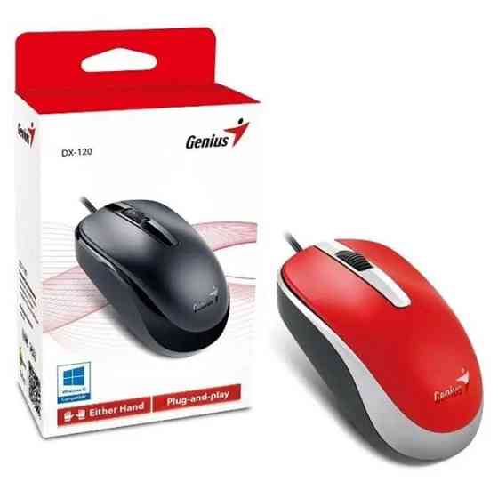 Мышь компьютерная проводная Genius DX-120 USB Red 31010105104 красная Киев
