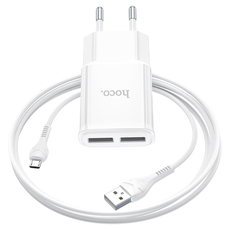 СЗУ Hoco C88A Star round 2.4A (2USB-A) + кабель USB to MicroUSB Херсон - зображення 3
