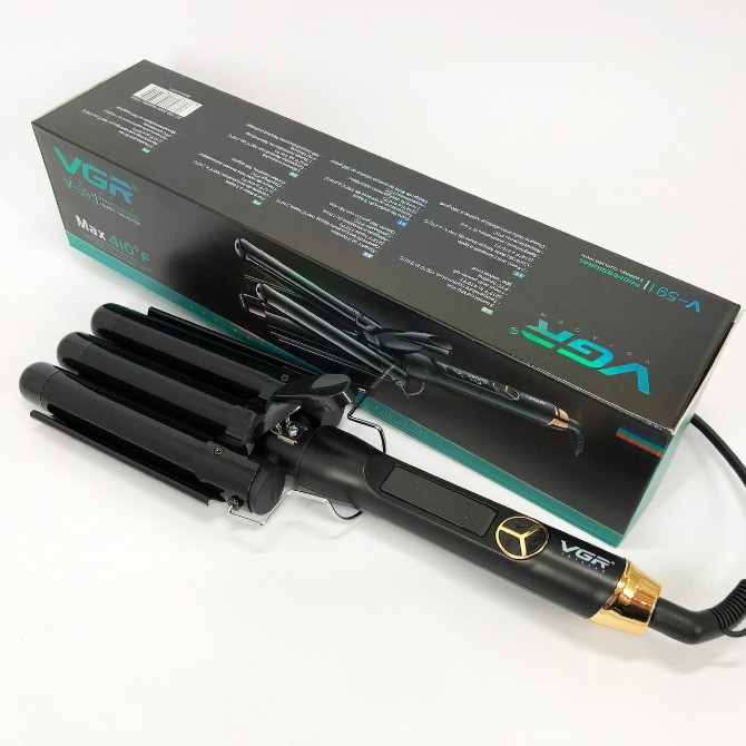 Потрійна плойка для завивки волосся VGR три хвилі діаметром 25 мм потужністю 125 Вт Львов - изображение 6