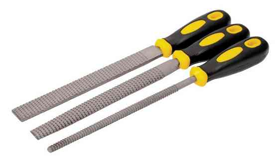 Рашпили по дереву MASTERTOOL 200 мм набор 3 шт плоский/круглый/полукруглый 06-0330 Харків