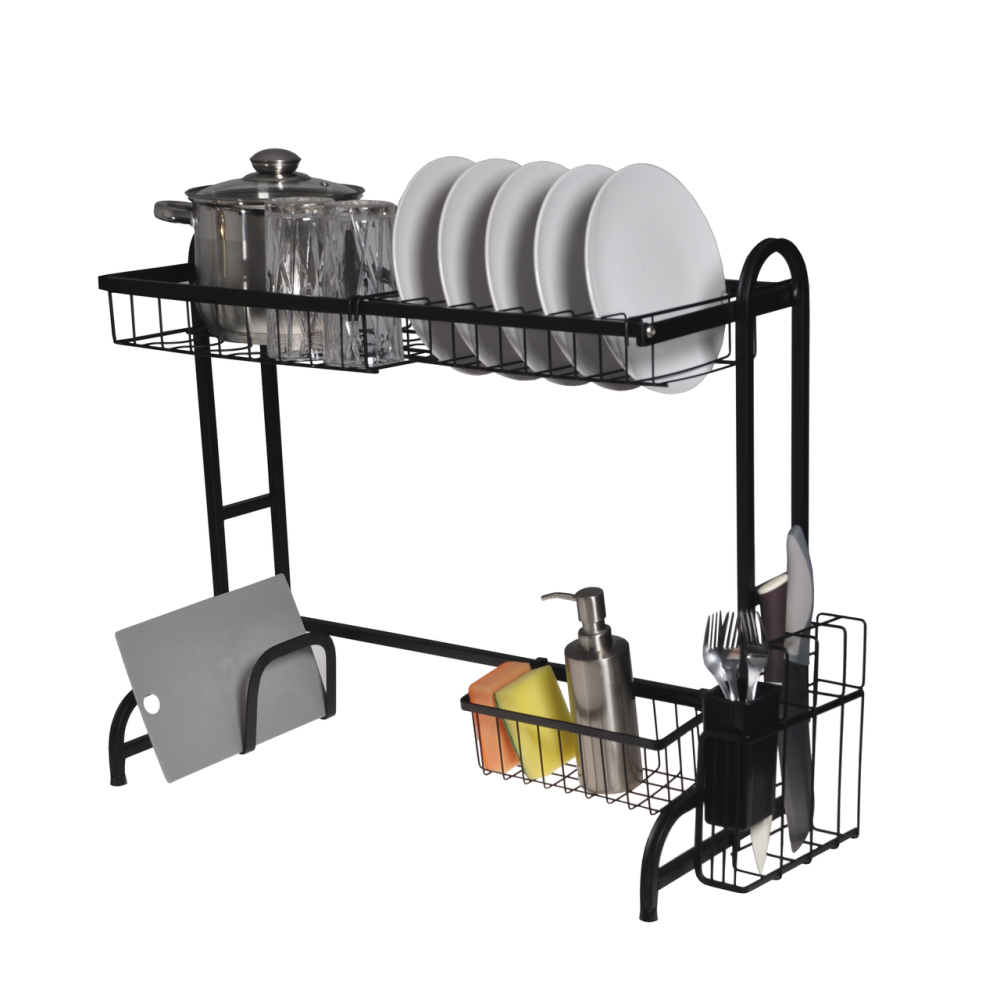 Сушилка для посуды Kamille 77×29,5×55,5 см из нержавеющей стали черная KM0754 Одесса - изображение 1