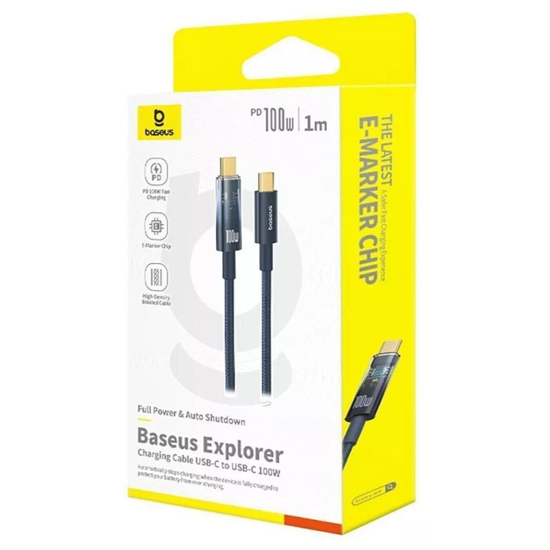 Дата кабель Baseus Explorer with Auto Shutdown Type-C to Type-C 100W (1m) (P103197031) Херсон - зображення 6