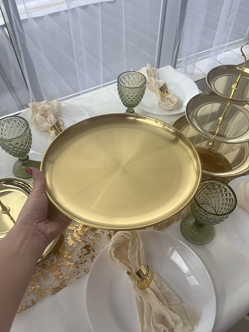 Тарелка, подтарельник металлический Leeseph золотой 26см Одеса - зображення 8