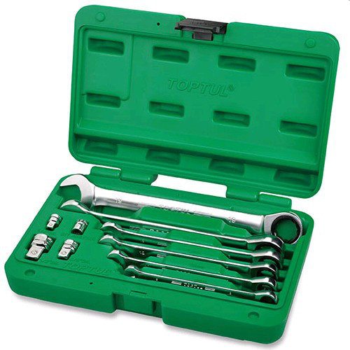 Набор ключей комбинированных с трещоткой TOPTUL 10ед. 8-19мм + переходники GAAI1004 Харків - зображення 1