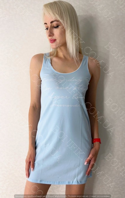 Женский голубой сарафан с принтом-надписью (16334) (арт. 1846) Кривий Ріг - зображення 1