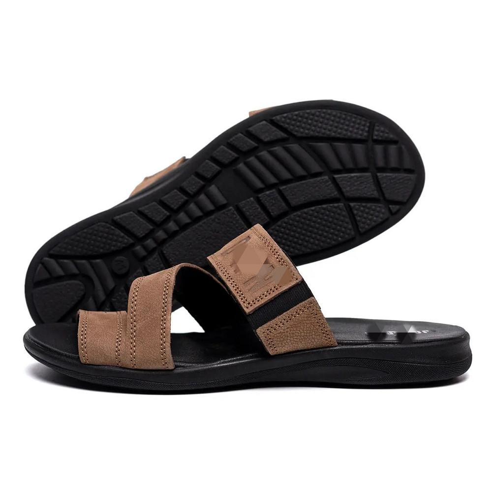 Мужские кожаные  летние шлепанцы-сланцы Olive Київ - зображення 1