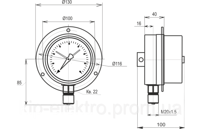 Манометр электроконтактный МТ-3С от 0 до 16 МПа (160 кгс/см2) - аналог ДМ2010СгУ2, ДМ2010-У2, ДМ2010 Київ - зображення 5