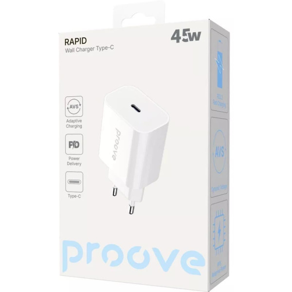 Мережевий зарядний пристій Proove Rapid 45W (Type-C) White (WCRP45010002) Харків - зображення 4