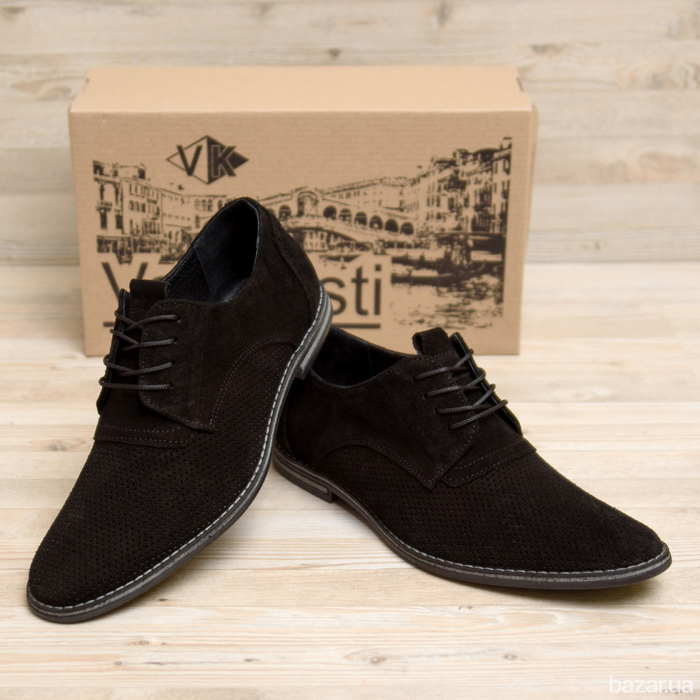 Мужские кожаные летние туфли VanKristi classic black Киев - изображение 5