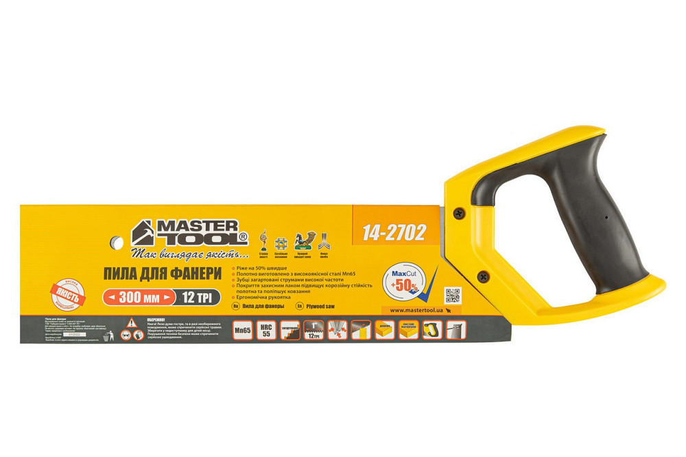 Ножовка для фанеры MASTERTOOL с запилом 12TPI MAX CUT 300 мм закаленный зуб 3-D заточка полированная Харьков - изображение 3